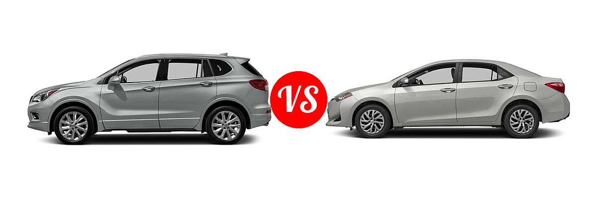 2018 Buick Envision SUV Essence / FWD 4dr / Preferred / Premium / Premium II vs. 2018 Toyota Corolla Sedan L / LE / LE Eco / LE Eco w/Package 1 / XLE - Side Comparison