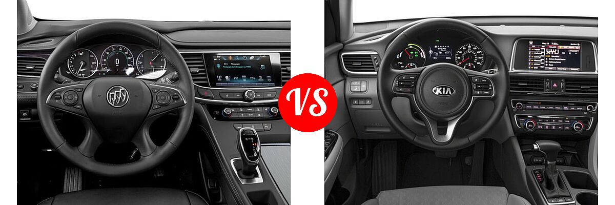 2018 Buick LaCrosse Sedan Hybrid Essence / Preferred / Premium vs. 2018 Kia Optima Plug-In Hybrid Sedan EX - Dashboard Comparison