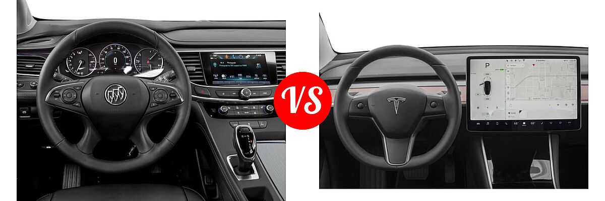 2018 Buick LaCrosse Sedan Hybrid Essence / Preferred / Premium vs. 2018 Tesla Model 3 Sedan Electric Sedan - Dashboard Comparison
