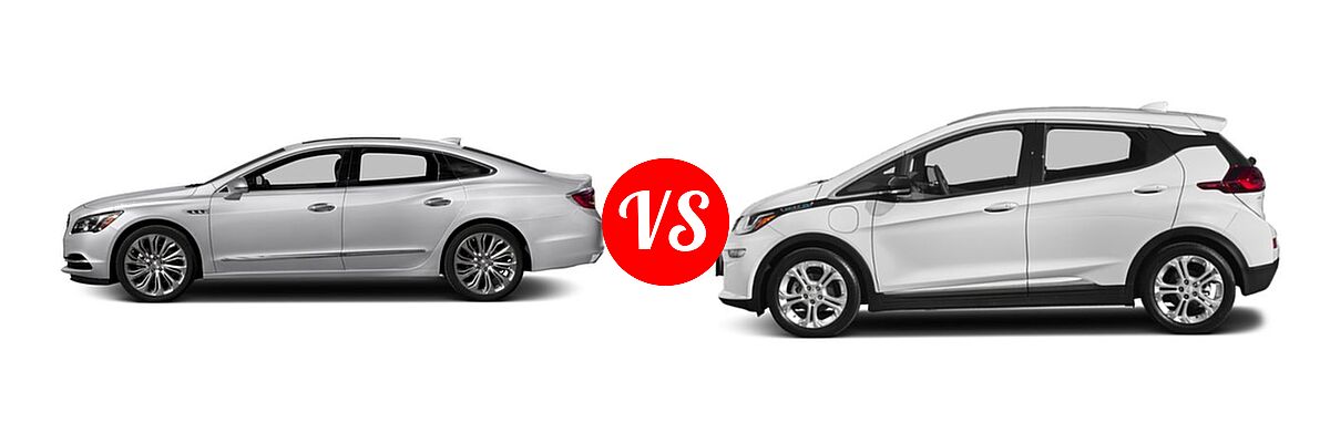 2018 Buick LaCrosse Sedan Hybrid Essence / Preferred / Premium vs. 2019 Chevrolet Bolt EV Hatchback Electric LT - Side Comparison