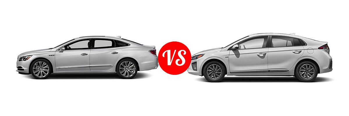 2018 Buick LaCrosse Sedan Hybrid Essence / Preferred / Premium vs. 2021 Hyundai Ioniq Electric Hatchback Electric SE - Side Comparison