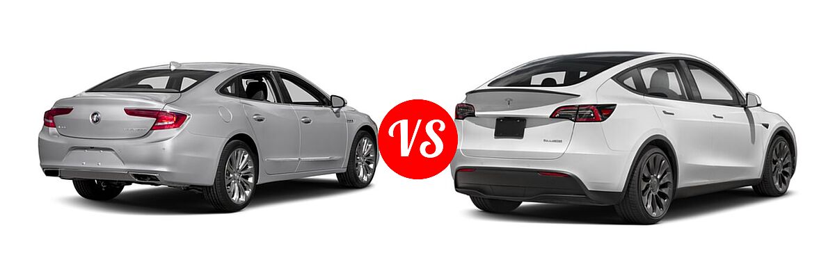 2018 Buick LaCrosse Sedan Hybrid Essence / Preferred / Premium vs. 2020 Tesla Model Y SUV Electric Long Range / Performance - Rear Right Comparison