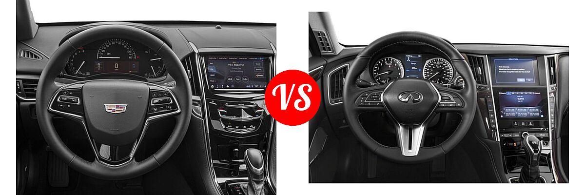 2018 Cadillac ATS Sedan AWD / Luxury RWD / Premium Luxury RWD / Premium Performance RWD / RWD vs. 2018 Infiniti Q50 Sedan 2.0t LUXE / 2.0t PURE / 3.0t LUXE - Dashboard Comparison
