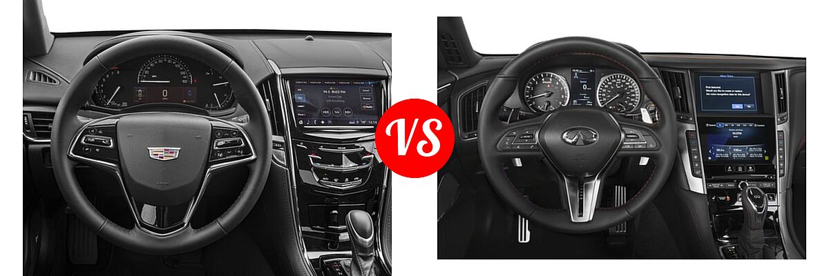 2018 Cadillac ATS Sedan AWD / Luxury RWD / Premium Luxury RWD / Premium Performance RWD / RWD vs. 2018 Infiniti Q50 Sedan 3.0t SPORT - Dashboard Comparison