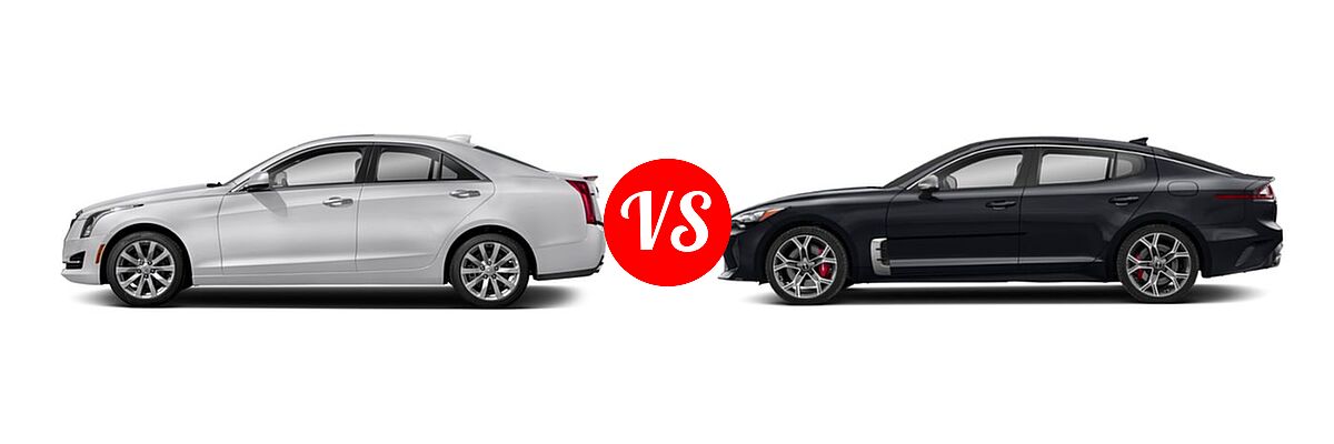 2018 Cadillac ATS Sedan AWD / Luxury RWD / Premium Luxury RWD / Premium Performance RWD / RWD vs. 2018 Kia Stinger Sedan GT / GT1 / GT2 / Premium - Side Comparison