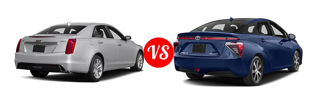 2018 Cadillac CTS V-Sport Sedan V-Sport RWD vs. 2018 Toyota Mirai Sedan Hydrogen Sedan - Rear Right Comparison