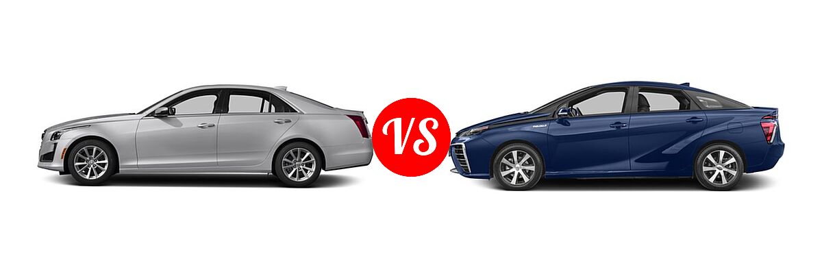 2018 Cadillac CTS V-Sport Sedan V-Sport RWD vs. 2018 Toyota Mirai Sedan Hydrogen Sedan - Side Comparison
