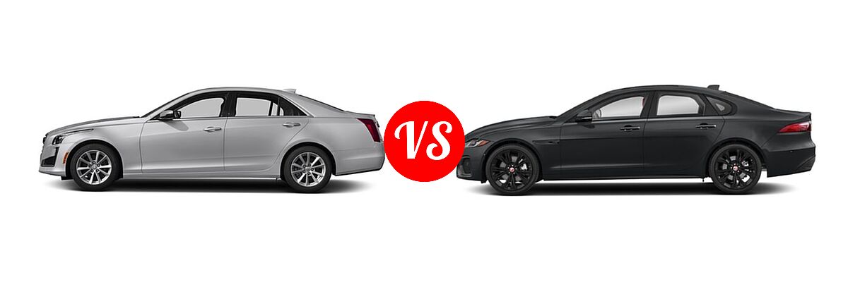 2018 Cadillac CTS Sedan AWD / Luxury RWD / Premium Luxury RWD / RWD vs. 2023 Jaguar XF Sedan R-Dynamic SE / S / SE - Side Comparison