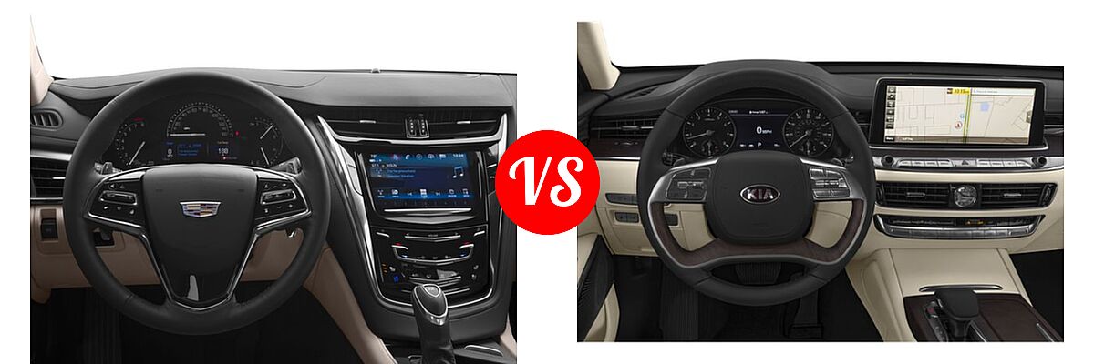 2018 Cadillac CTS V-Sport Sedan V-Sport RWD vs. 2019 Kia K900 Sedan Luxury - Dashboard Comparison