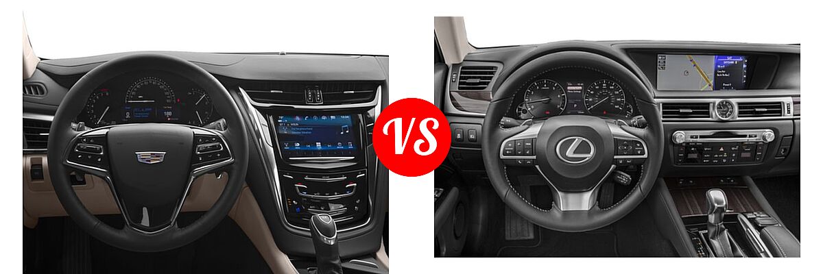 2018 Cadillac CTS Sedan AWD / Luxury RWD / Premium Luxury RWD / RWD vs. 2019 Lexus GS 350 Sedan GS 350 - Dashboard Comparison