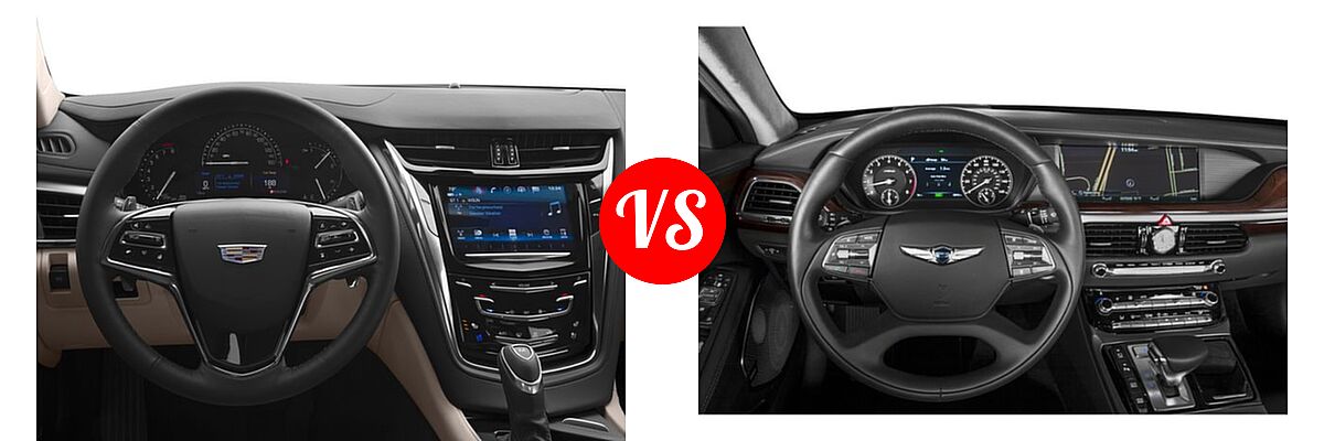 2018 Cadillac CTS V-Sport Premium Luxury Sedan V-Sport Premium Luxury RWD vs. 2019 Genesis G90 Sedan 3.3T Premium / 5.0L Ultimate - Dashboard Comparison