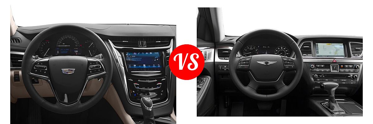 2018 Cadillac CTS Sedan AWD / Luxury RWD / Premium Luxury RWD / RWD vs. 2019 Genesis G80 Sedan 3.8L - Dashboard Comparison