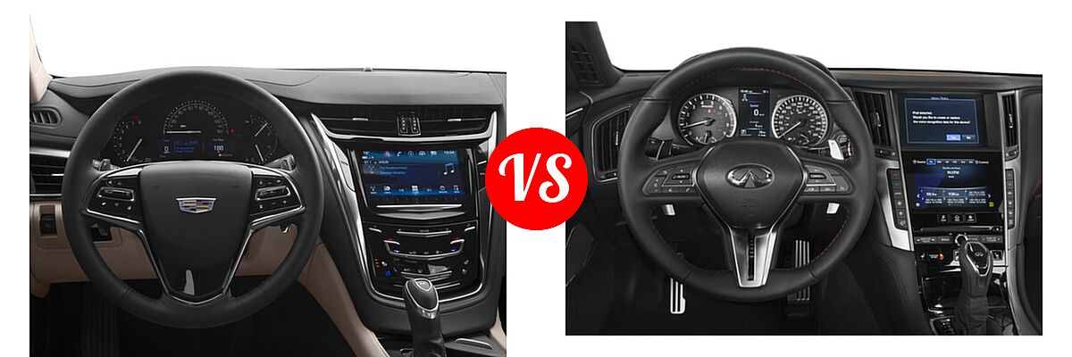 2018 Cadillac CTS Sedan AWD / Luxury RWD / Premium Luxury RWD / RWD vs. 2019 Infiniti Q50 Red Sport Sedan RED SPORT 400 - Dashboard Comparison