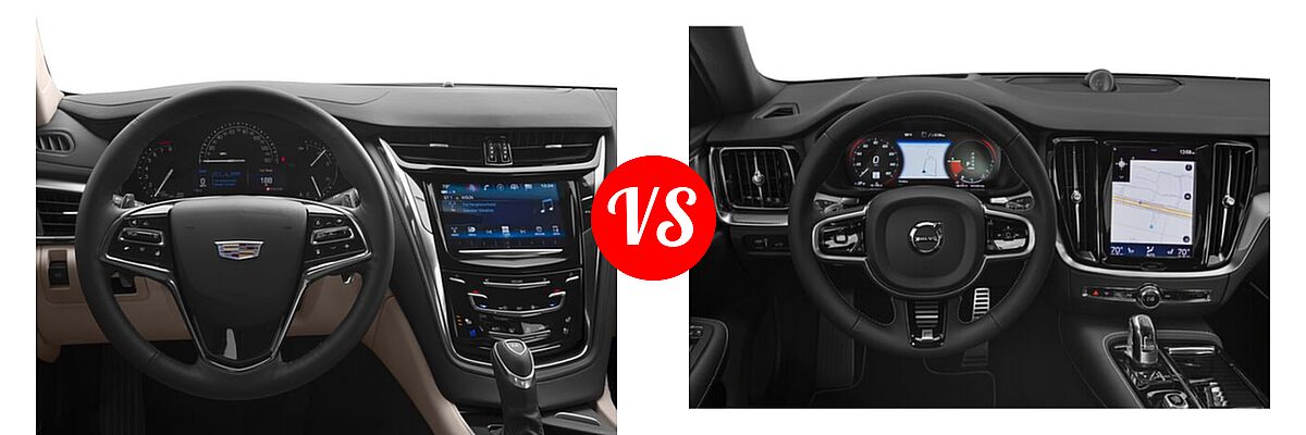 2018 Cadillac CTS Sedan AWD / Luxury RWD / Premium Luxury RWD / RWD vs. 2022 Volvo S60 Sedan PHEV R-Design / R-Design Expression - Dashboard Comparison