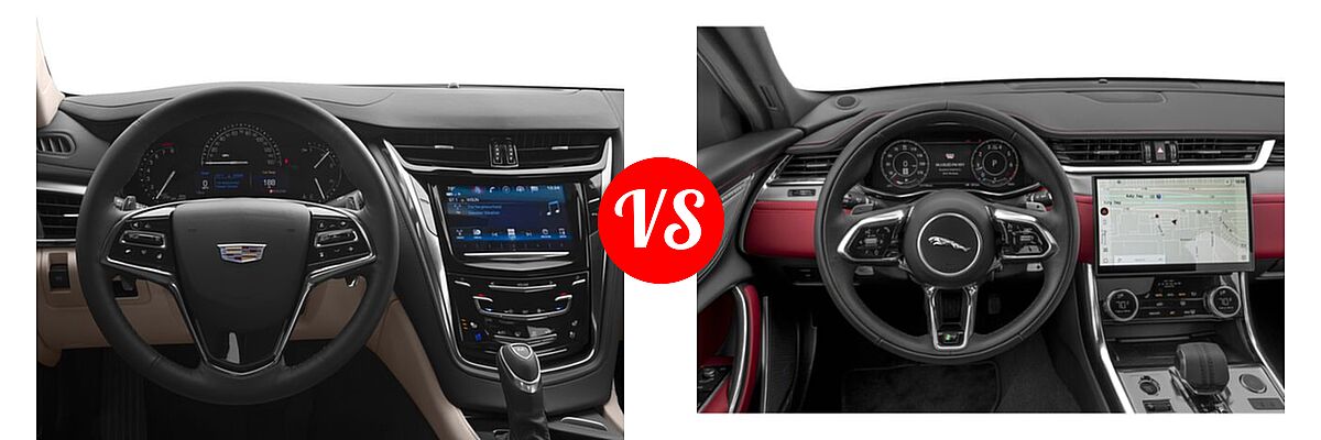 2018 Cadillac CTS Sedan AWD / Luxury RWD / Premium Luxury RWD / RWD vs. 2023 Jaguar XF Sedan R-Dynamic SE / S / SE - Dashboard Comparison