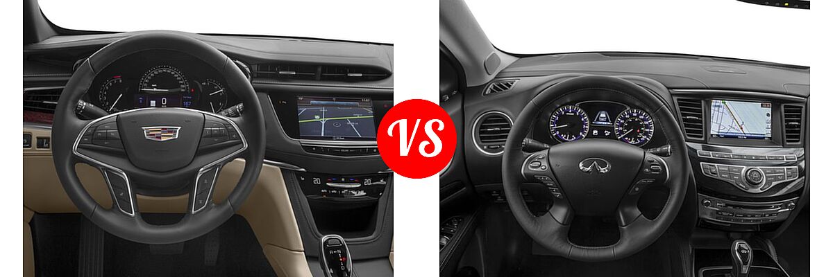 2018 Cadillac XT5 SUV AWD / FWD / Luxury FWD / Platinum AWD / Premium Luxury FWD vs. 2018 Infiniti QX60 SUV AWD / FWD - Dashboard Comparison