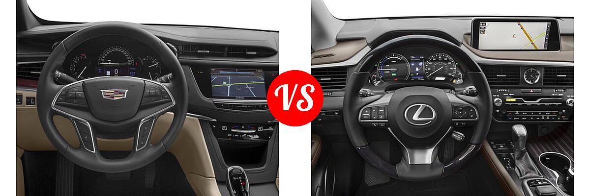 2018 Cadillac XT5 SUV AWD / FWD / Luxury FWD / Platinum AWD / Premium Luxury FWD vs. 2018 Lexus RX 450h SUV RX 450h - Dashboard Comparison