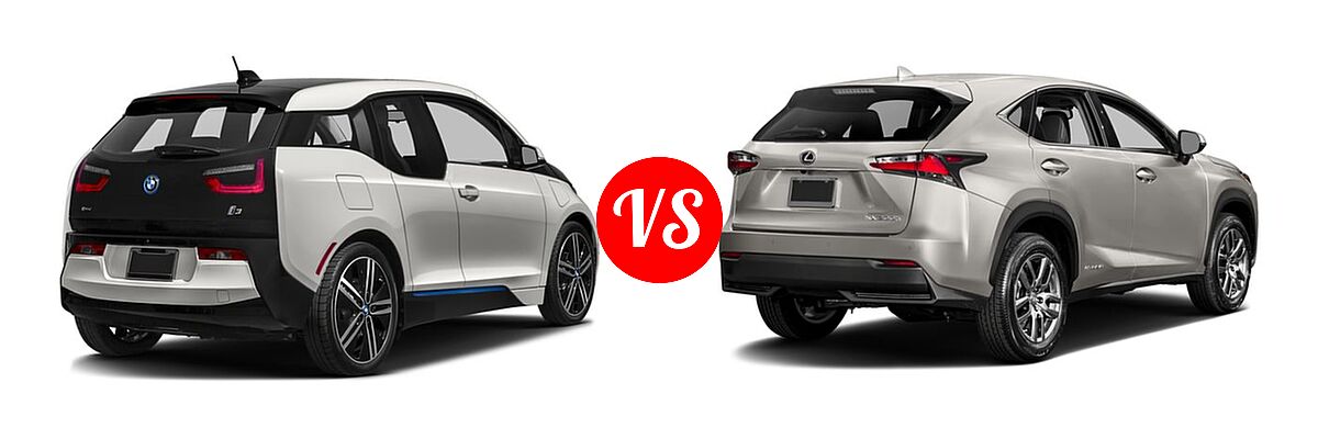 2017 BMW i3 Hatchback 60 Ah / 94 Ah w/Range Extender vs. 2017 Lexus NX 300h SUV NX 300h - Rear Right Comparison
