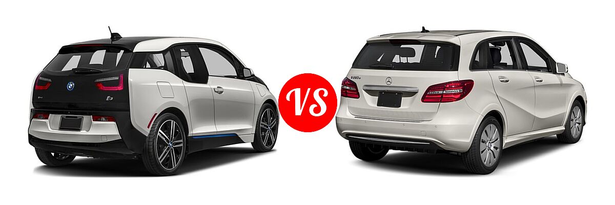 2017 BMW i3 Hatchback 60 Ah / 94 Ah w/Range Extender vs. 2017 Mercedes-Benz B-Class Electric Drive Hatchback B 250e - Rear Right Comparison
