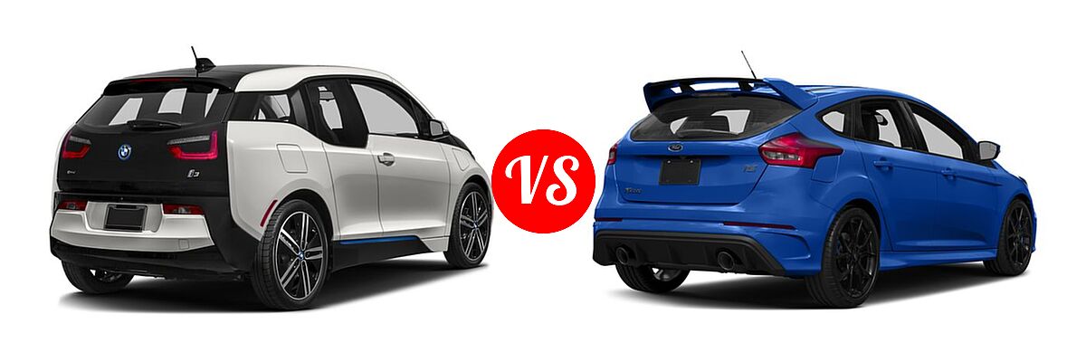2017 BMW i3 Hatchback 60 Ah / 94 Ah w/Range Extender vs. 2017 Ford Focus RS Hatchback RS - Rear Right Comparison