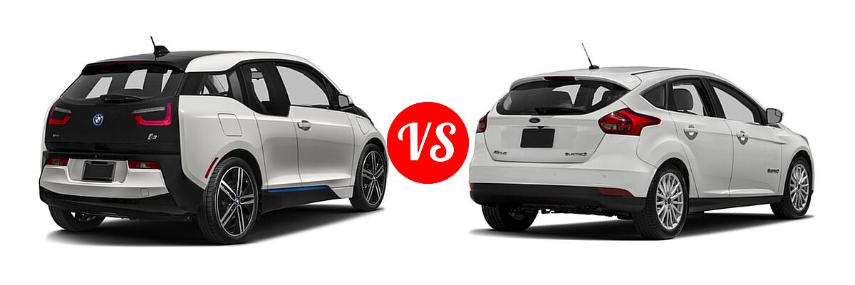2017 BMW i3 Hatchback 60 Ah / 94 Ah w/Range Extender vs. 2017 Ford Focus Hatchback Electric Electric - Rear Right Comparison