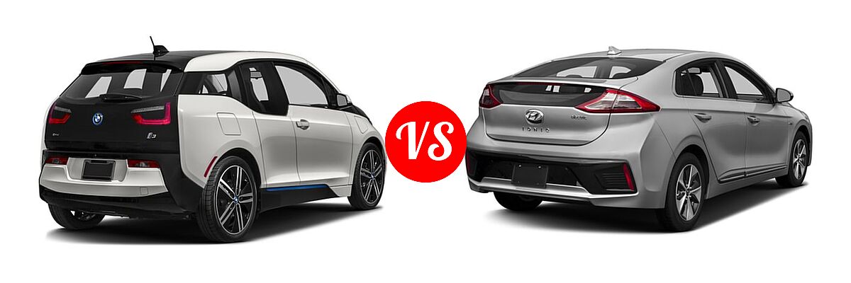 2017 BMW i3 Hatchback 60 Ah / 94 Ah w/Range Extender vs. 2017 Hyundai Ioniq Electric Hatchback Limited - Rear Right Comparison