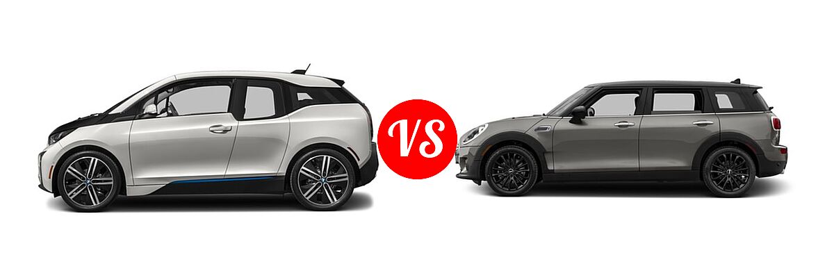 2017 BMW i3 Hatchback 60 Ah / 94 Ah w/Range Extender vs. 2017 MINI Clubman Hatchback Cooper - Side Comparison