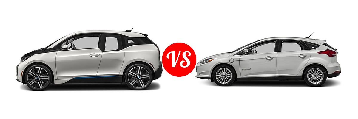 2017 BMW i3 Hatchback 60 Ah / 94 Ah w/Range Extender vs. 2017 Ford Focus Hatchback Electric Electric - Side Comparison