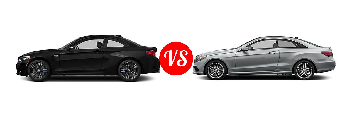 2017 BMW M2 Coupe Coupe vs. 2017 Mercedes-Benz E-Class Coupe E 550 - Side Comparison