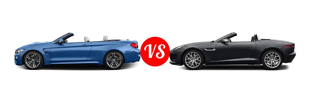 2017 BMW M4 Convertible Convertible vs. 2017 Jaguar F-TYPE Convertible Convertible Auto / Convertible Manual / Premium - Side Comparison