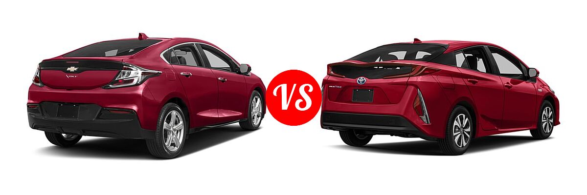 2018 Chevrolet Volt Hatchback LT / Premier vs. 2018 Toyota Prius Prime Hatchback PHEV Advanced / Plus / Premium - Rear Right Comparison