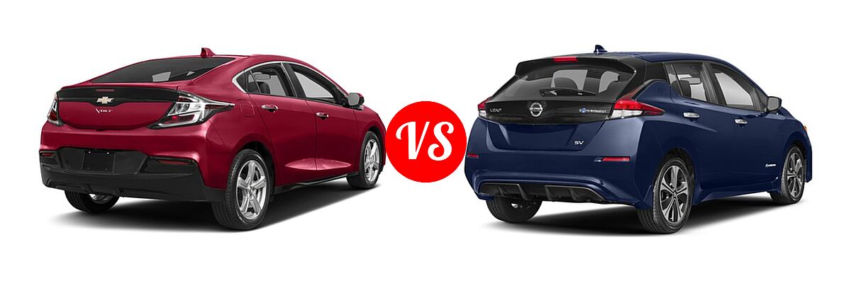2018 Chevrolet Volt Hatchback LT / Premier vs. 2018 Nissan Leaf Hatchback S / SL / SV - Rear Right Comparison