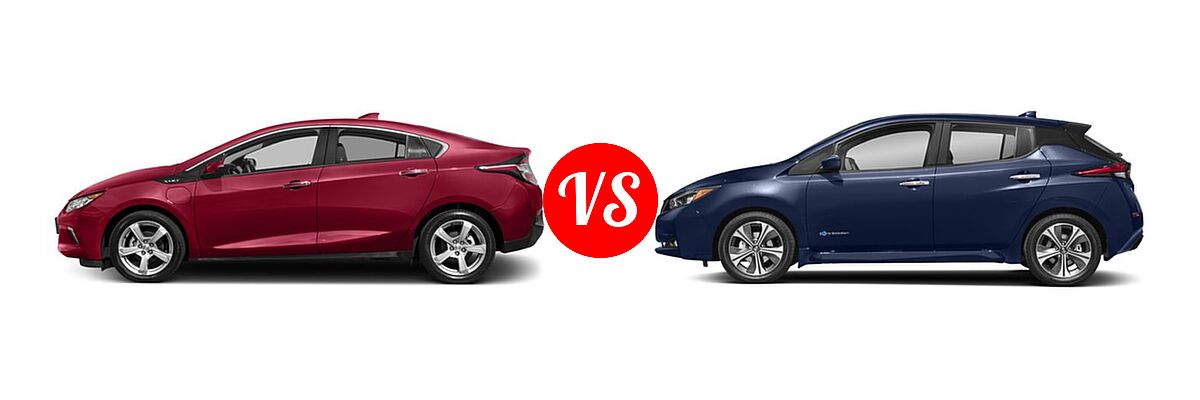 2018 Chevrolet Volt Hatchback LT / Premier vs. 2018 Nissan Leaf Hatchback S / SL / SV - Side Comparison