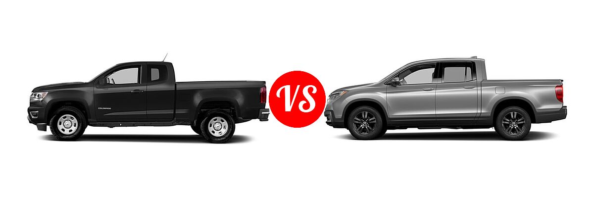 2018 Chevrolet Colorado Pickup 2WD Work Truck vs. 2018 Honda Ridgeline Pickup RT - Side Comparison