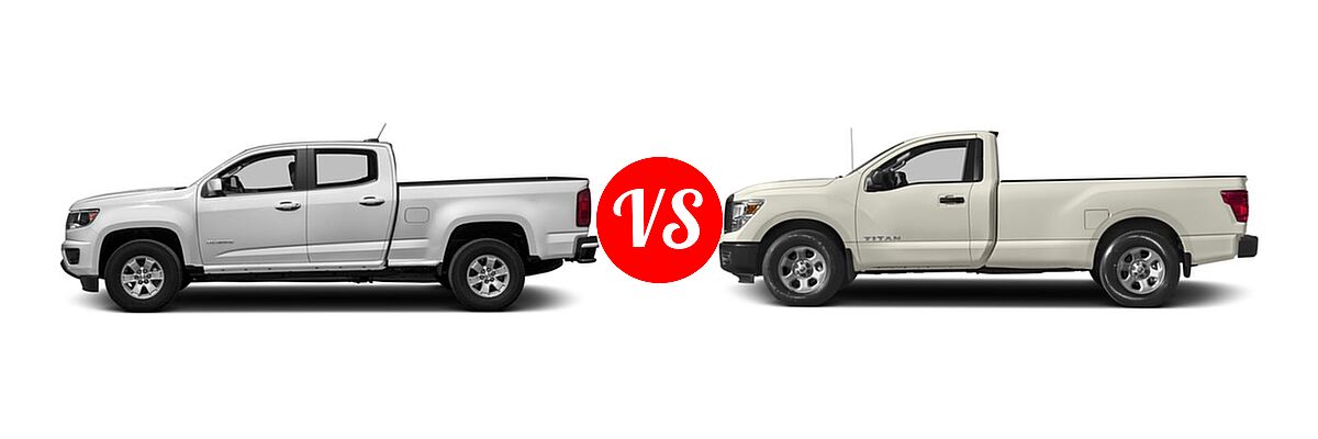 2018 Chevrolet Colorado Pickup 2WD Work Truck vs. 2018 Nissan Titan Pickup S / SV - Side Comparison