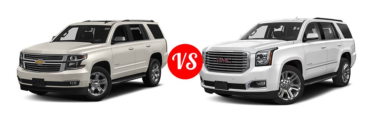 2018 Chevrolet Tahoe SUV Premier vs. 2018 GMC Yukon SUV SLE / SLT - Front Left Comparison
