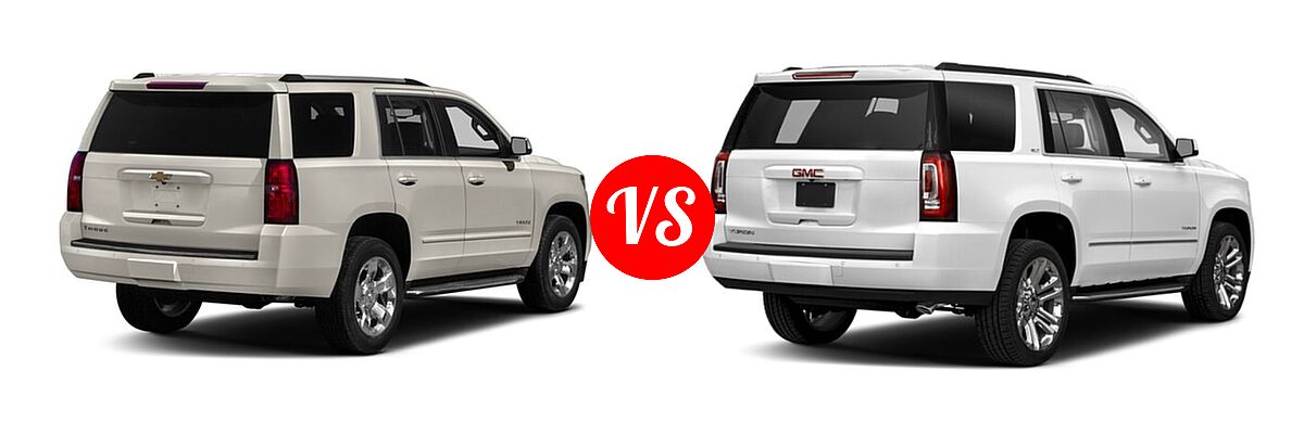 2018 Chevrolet Tahoe SUV Premier vs. 2018 GMC Yukon SUV SLE / SLT - Rear Right Comparison