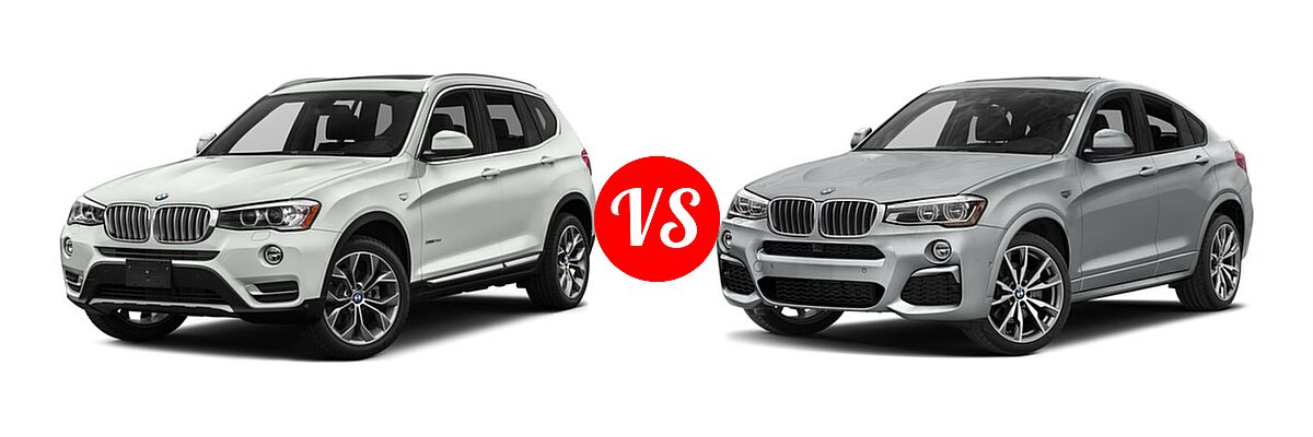 2017 BMW X3 SUV sDrive28i / xDrive28i / xDrive35i vs. 2017 BMW X4 SUV xDrive28i - Front Left Comparison