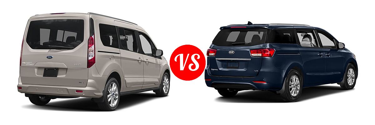 2018 Ford Transit Connect Minivan Titanium / XL / XLT vs. 2018 Kia Sedona Minivan EX / L / LX - Rear Right Comparison