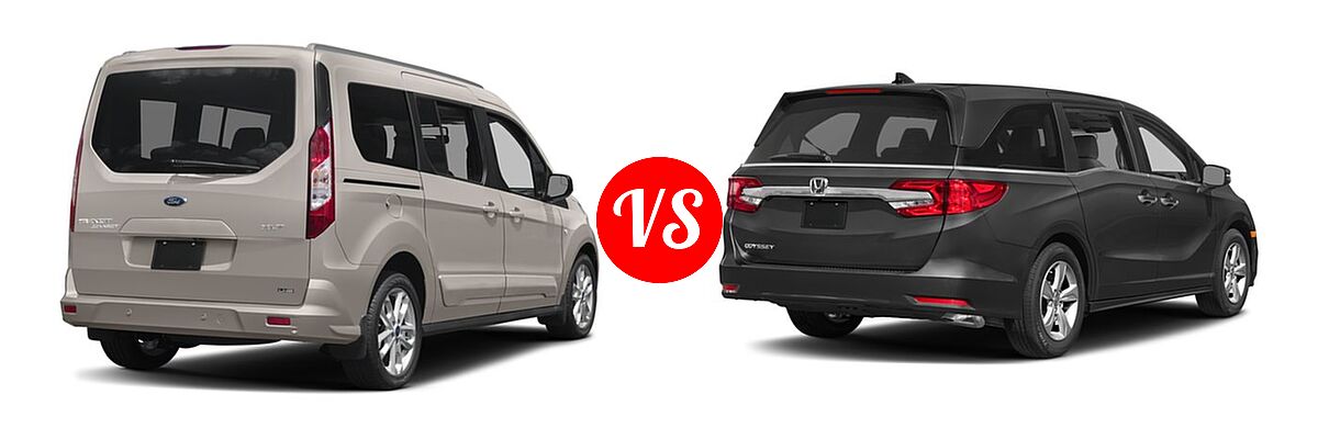 2018 Ford Transit Connect Minivan Titanium / XL / XLT vs. 2018 Honda Odyssey Minivan EX - Rear Right Comparison