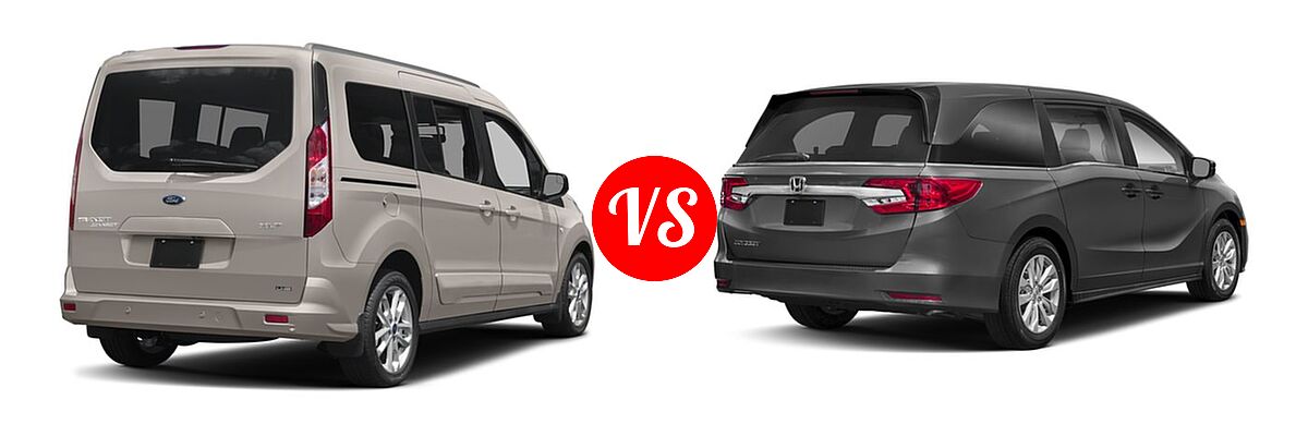 2018 Ford Transit Connect Minivan Titanium / XL / XLT vs. 2018 Honda Odyssey Minivan LX - Rear Right Comparison