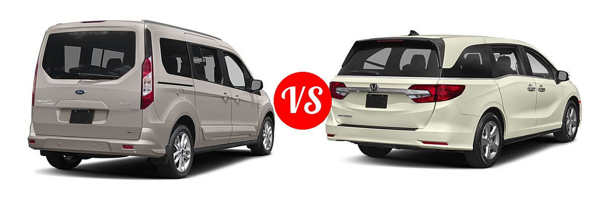 2018 Ford Transit Connect Minivan Titanium / XL / XLT vs. 2019 Honda Odyssey Minivan EX - Rear Right Comparison