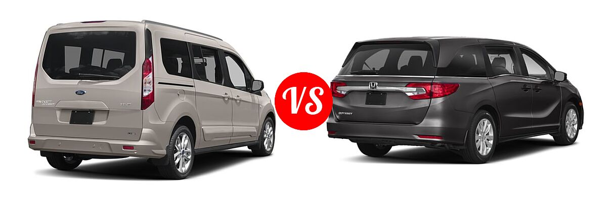2018 Ford Transit Connect Minivan Titanium / XL / XLT vs. 2019 Honda Odyssey Minivan LX - Rear Right Comparison
