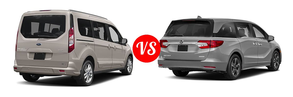 2018 Ford Transit Connect Minivan Titanium / XL / XLT vs. 2019 Honda Odyssey Minivan Touring - Rear Right Comparison