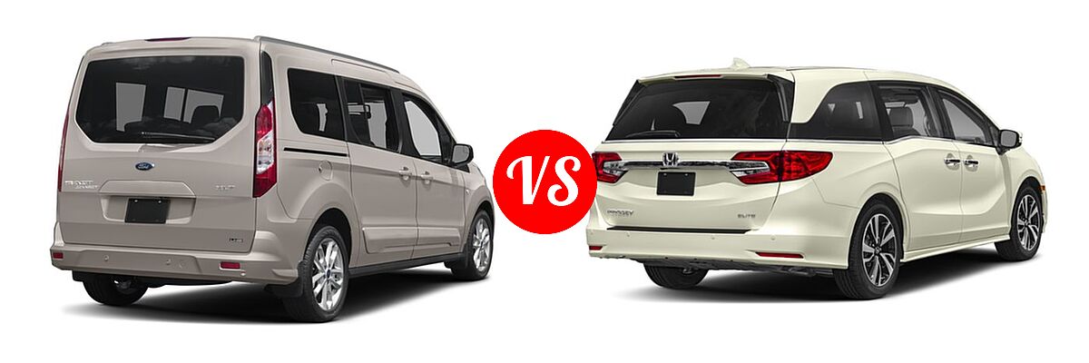 2018 Ford Transit Connect Minivan Titanium / XL / XLT vs. 2019 Honda Odyssey Minivan Elite - Rear Right Comparison