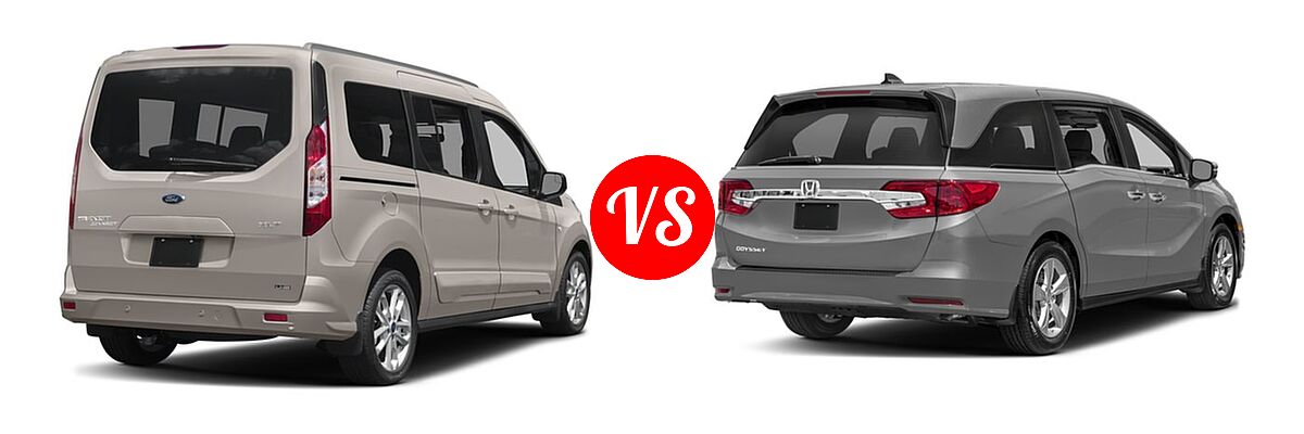 2018 Ford Transit Connect Minivan Titanium / XL / XLT vs. 2018 Honda Odyssey Minivan EX-L - Rear Right Comparison