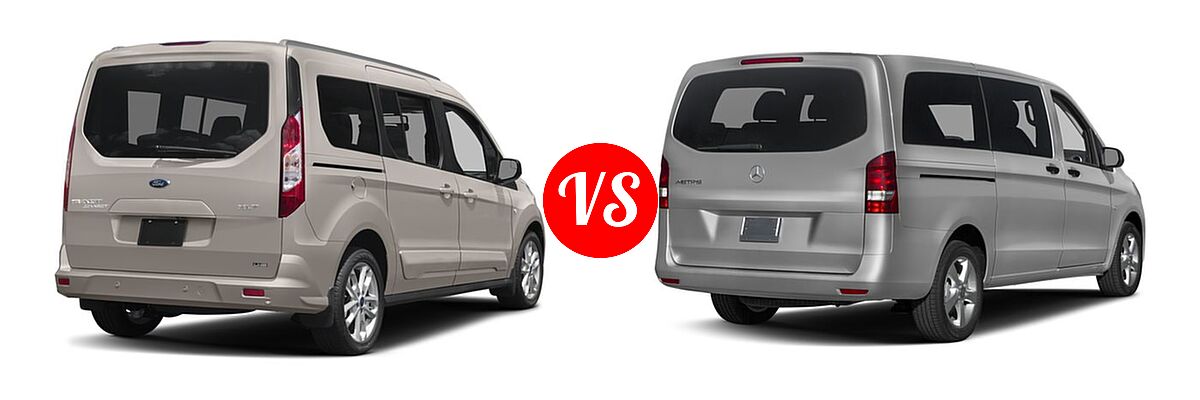 2018 Ford Transit Connect Minivan Titanium / XL / XLT vs. 2018 Mercedes-Benz Metris Minivan Worker - Rear Right Comparison