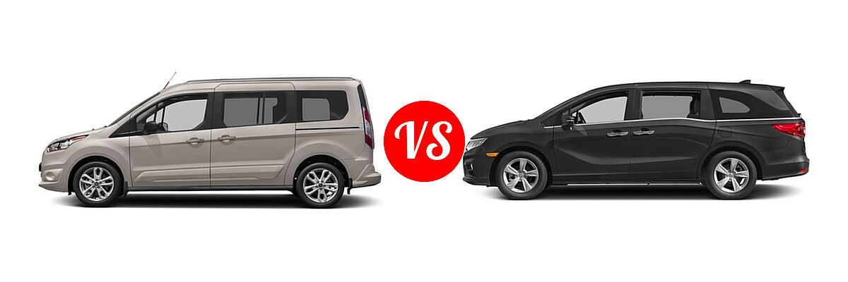 2018 Ford Transit Connect Minivan Titanium / XL / XLT vs. 2018 Honda Odyssey Minivan EX - Side Comparison