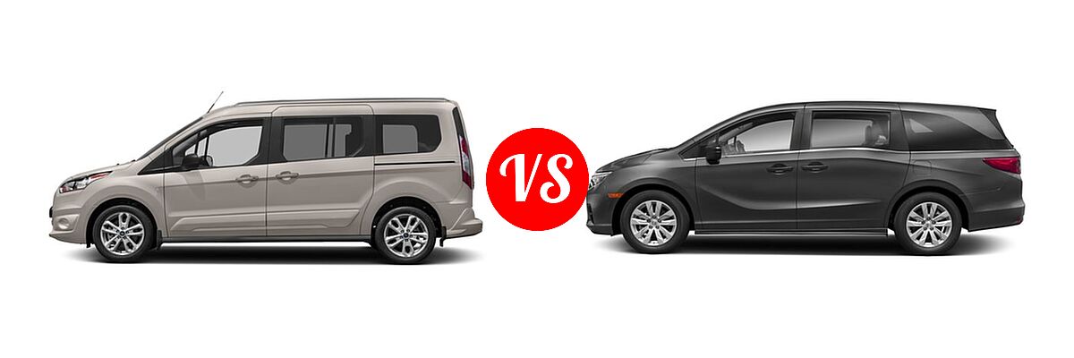 2018 Ford Transit Connect Minivan Titanium / XL / XLT vs. 2018 Honda Odyssey Minivan LX - Side Comparison