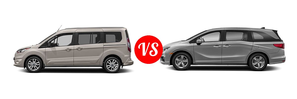 2018 Ford Transit Connect Minivan Titanium / XL / XLT vs. 2019 Honda Odyssey Minivan EX - Side Comparison